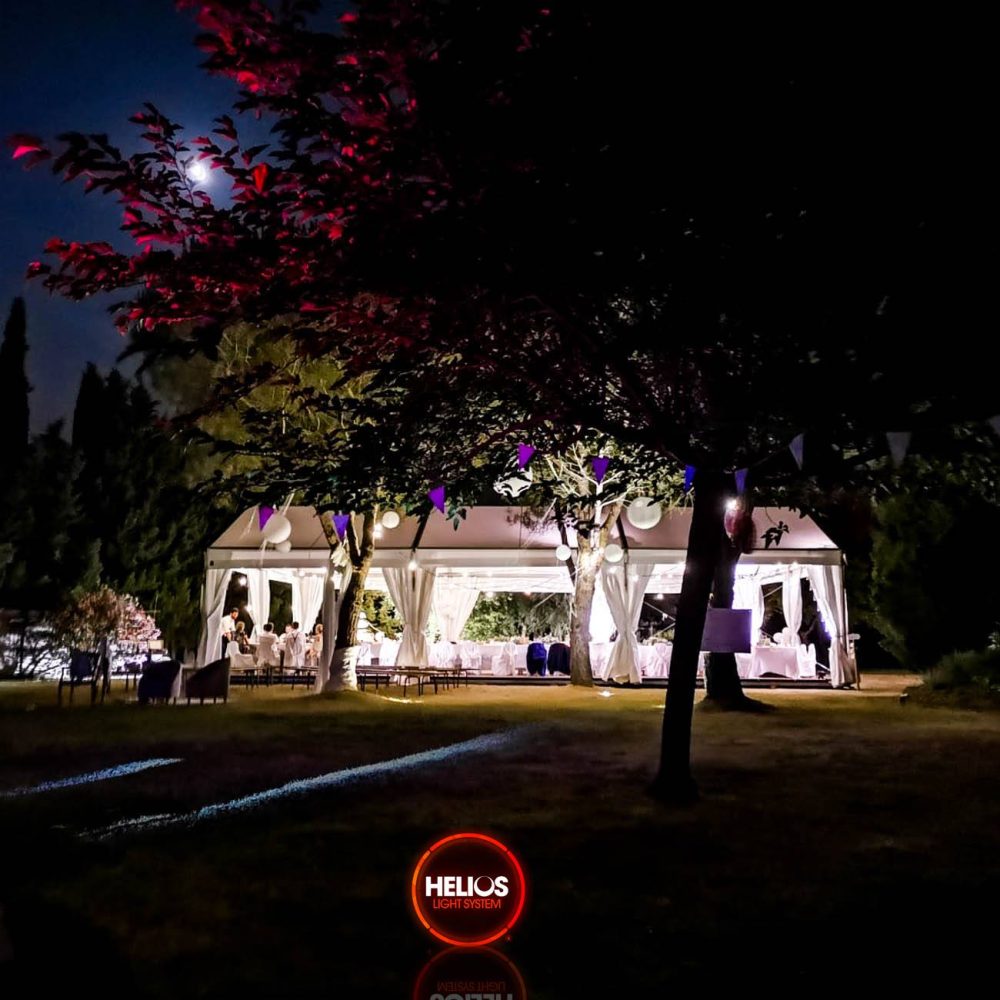 Mise en lumière d'un jardin en Haute Garonne avec Helios Events